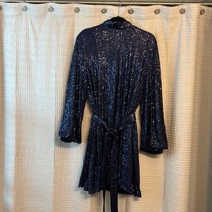 Missguided long sleeve navy sequins dress